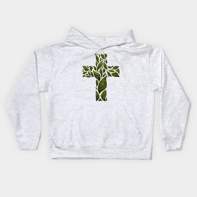 Leafy Cross Kids Hoodie by Bluefire